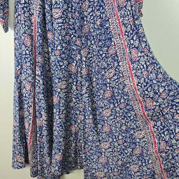 Natalie Martin Fiore Silk Maxi Dress XS Blue White Pelicano Floral Print Boho - Picture 11 of 11
